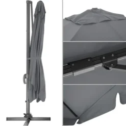 Tectake Sonnenschirm Ampelschirm 424cm Mit Fußpedal - Grau -Grünwelt Exporteren Garten-Winkel e0e7b13f8637763f480e789910cdf9c0