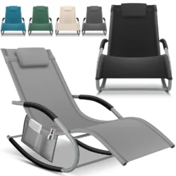 KESSER® Sonnenliege Relaxliege Schwungliege | Gartenliege | Gartenstuhl | Klappstuhl Faltbar | Liegestuhl | Schaukelsessel | Ergonomische Relaxsessel | Wetterfest | 150 Kg Belastung |, Farbe:Beige