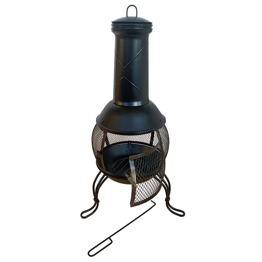 TAINO Terrassenofen Mit Funkenschutz Gartenkamin Feuerstelle Terrasse Gartenfeuer Gartenofen Aus Stahl Schwarz 2 TAINO Terrassenofen Mit Funkenschutz Gartenkamin Feuerstelle Terrasse Gartenfeuer Gartenofen Aus Stahl Schwarz – Bild 2