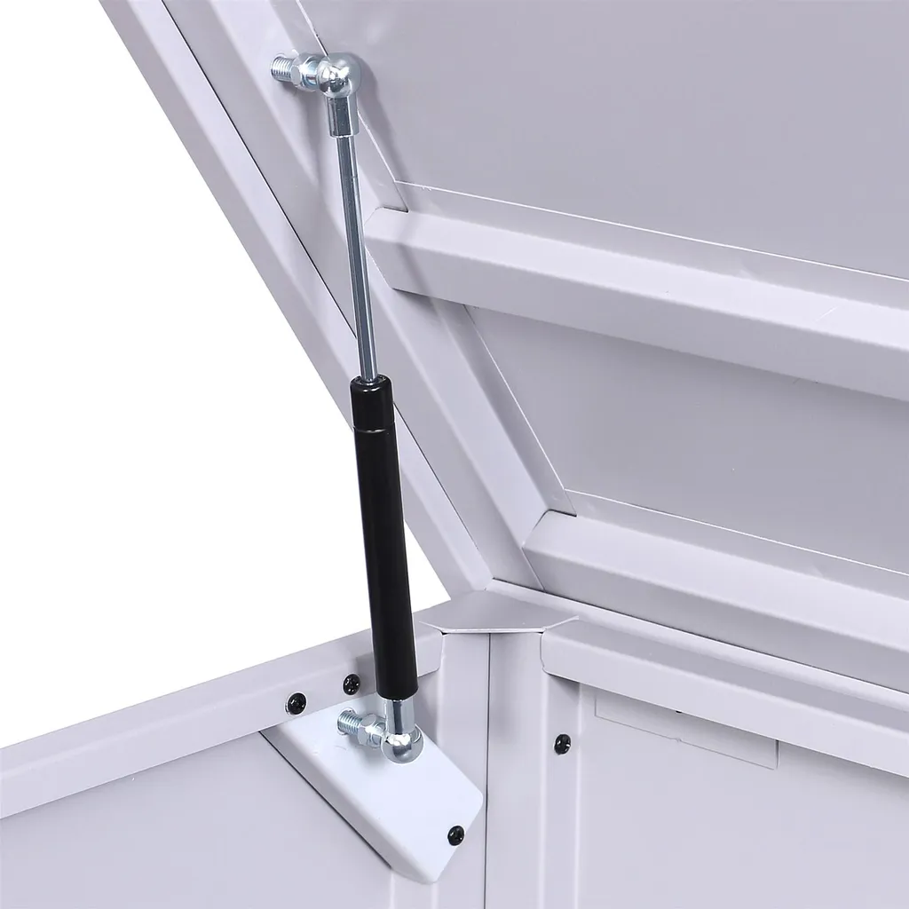 Gartentruhe HWC-J56, Aufbewahrungsbox Auflagenbox Truhe, Wasserdicht Metall Edelstahl 69x185x85 783l Hellgrau 3 Gartentruhe HWC-J56, Aufbewahrungsbox Auflagenbox Truhe, Wasserdicht Metall Edelstahl 69x185x85 783l Hellgrau – Bild 3