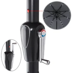 Kingsleeve Sonnenschirm LED Beleuchtung 270 Cm Groß Rund Solar Alu Knickbar Stabil Marktschirm Gartenschirm Terrassenschirm Garten Terrasse Balkon, Farbe:anthrazit -Grünwelt Exporteren Garten-Winkel e28945c17618c9edbe810426b504abd5