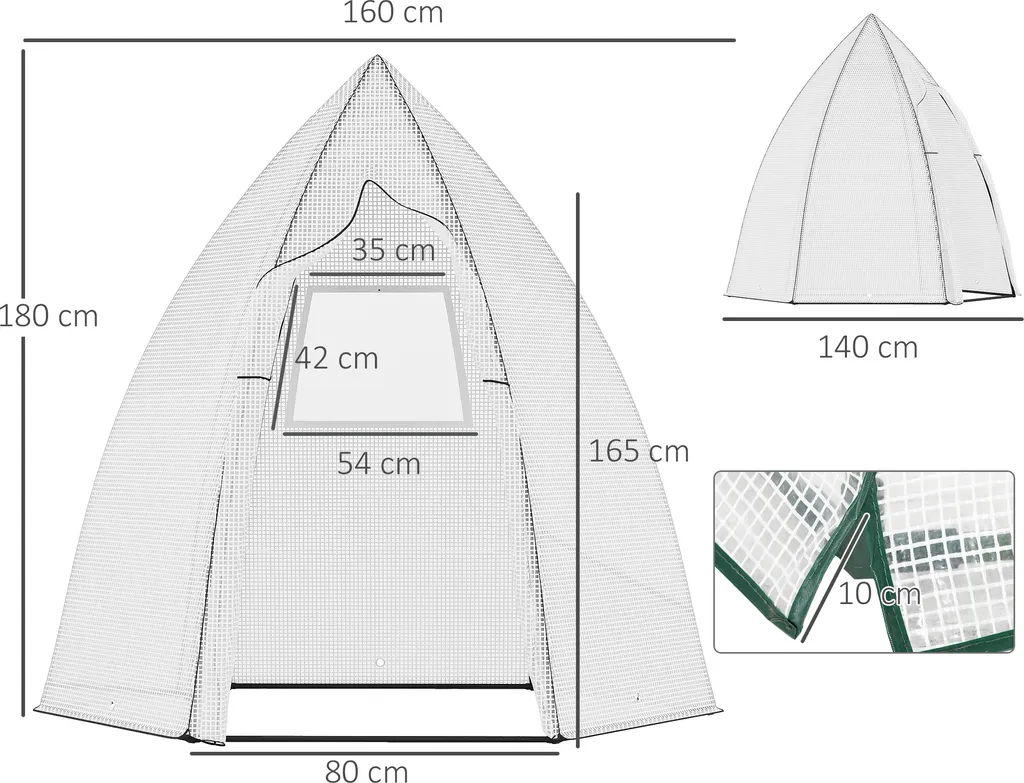 Outsunny Mini Gewächshaus Überwinterungszelt Für Pflanzen Mit Rolltür Garten Balkon Winterschutz Weiß 160 X 138 X 180 Cm 3 Outsunny Mini Gewächshaus Überwinterungszelt Für Pflanzen Mit Rolltür Garten Balkon Winterschutz Weiß 160 X 138 X 180 Cm – Bild 3