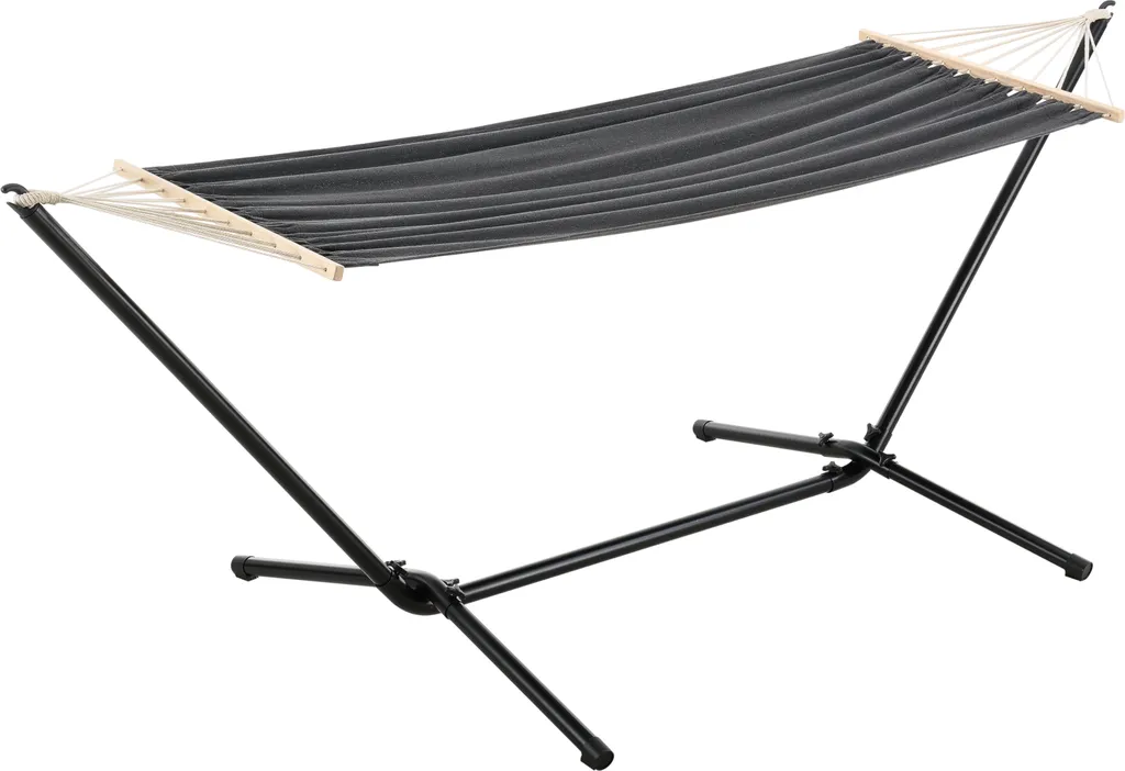 Hängematte Mit Gestell Hängeschaukel 200 X 100 Cm Indoor Outdoor Baumwolle Bis 120 Kg Dunkelgrau 1 Hängematte Mit Gestell Hängeschaukel 200 X 100 Cm Indoor Outdoor Baumwolle Bis 120 Kg Dunkelgrau