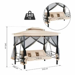 Outsunny Hollywoodschaukel Gartenschaukel Schaukel Mit Seitenwänden 3-Sitzer Beige 230 X 149 X 232cm -Grünwelt Exporteren Garten-Winkel e2cc7751ccedeabbb39c5aedde65f8e8