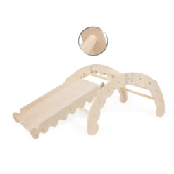 MAMOI® Kletterbogen Mit Rutsche, Kletterdreieck, Baby Klettern, Regenbogenwippe Aus Holz, Holzbogen Für Kinder, Rutschbrett Für Spielplatz, Mini Klettergerüst Indoor Ab 1/2/3 Jahre -Grünwelt Exporteren Garten-Winkel e2edb13201140ce36b4f4dceeb33b340