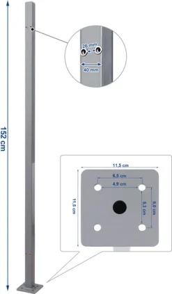 SONGMICS Standpfosten Für Markisenkasten, Haltestange, Keine Wandmontage Der Markise Erforderlich, Nur Für SONGMICS Einzel-Seitenmarkise Mit Alu-Standpfosten Geeignet, Grau GSA002 -Grünwelt Exporteren Garten-Winkel e31aa1358591af374a20fdb17e7432df