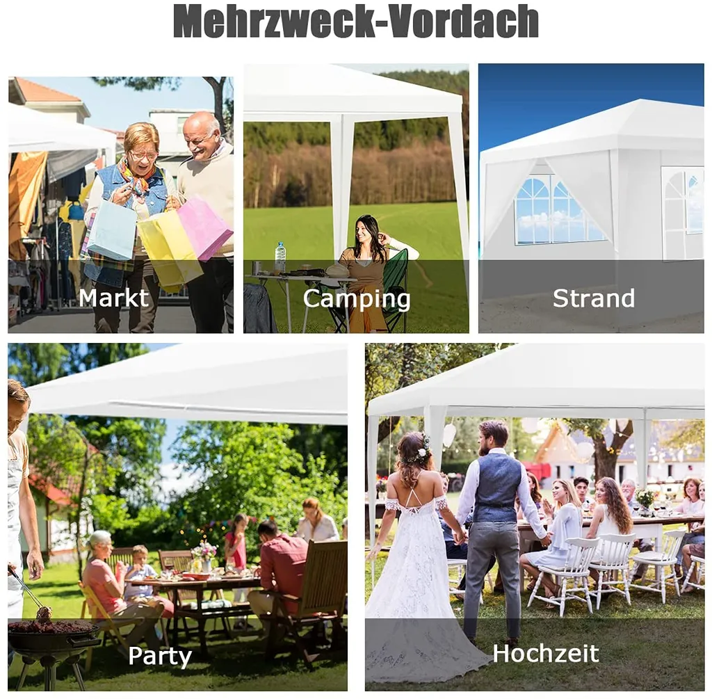 COSTWAY 3x6m Gartenpavillon Partyzelt Mit 4 Abnehmbaren Seitenwänden Inkl. Tragetasche Weiß 6 COSTWAY 3x6m Gartenpavillon Partyzelt Mit 4 Abnehmbaren Seitenwänden Inkl. Tragetasche Weiß – Bild 6