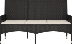 VidaXL Gartenbank 3-Sitzer Mit Kissen Schwarz Poly Rattan -Grünwelt Exporteren Garten-Winkel e458273f8e92b2f436af8cf0ac5aeba2