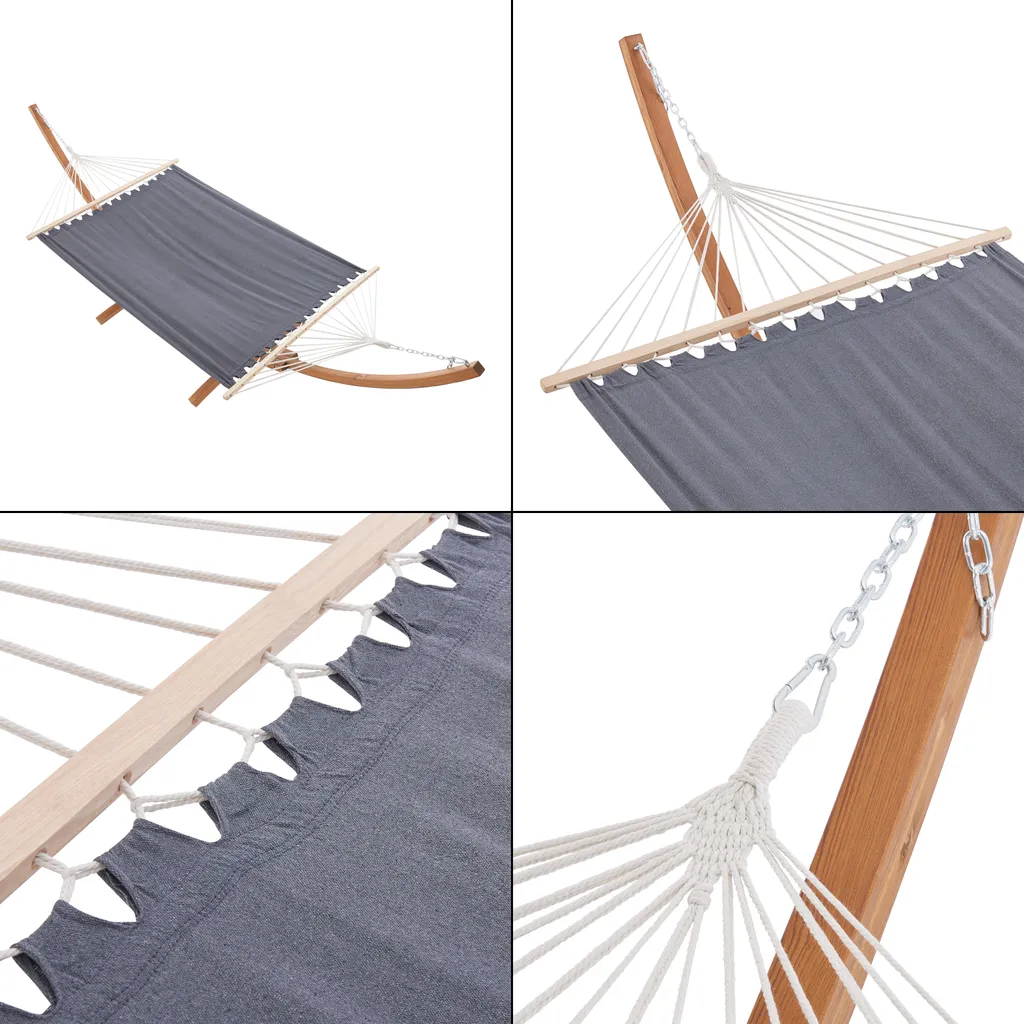 Hängematte Langadia Mit Gestell 200 X 150 Cm Hängeschaukel Max. 120 Kg Outdoor Hängesitz Hängeliege Gestell Aus Massivholz Dunkelgrau 7 Hängematte Langadia Mit Gestell 200 X 150 Cm Hängeschaukel Max. 120 Kg Outdoor Hängesitz Hängeliege Gestell Aus Massivholz Dunkelgrau – Bild 7