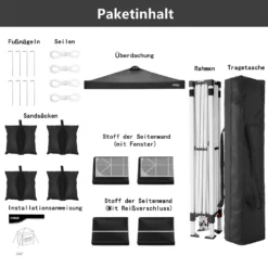 COBIZI Pavillon 3x3m Pop Up Faltpavillon Mit 4 Seitenwänden, Oben Mit Belüftungsloch, Wasserdicht, UV-Schutz 50+ Gartenzelt Partyzelt, Inkl .Tasche, 4 Sandsack, Schwarz -Grünwelt Exporteren Garten-Winkel e5e764e29667630b12c290ba308bc991