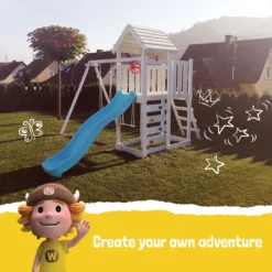 WICKEY Spielturm Klettergerüst MultiFlyer Holzdach Mit Schaukel & Rutsche, Kletterturm Mit Holzdach, Sandkasten, Leiter & Spiel-Zubehör - Grün -Grünwelt Exporteren Garten-Winkel e65581a6db74fc54b99e151e5325b430