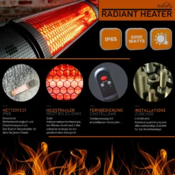 Starlyf® Radiant Heater – Wetterfeste Halogen-Infrarot-Heizung Mit Direktwärme-Technologie, Inkl. Fernbedienung, 2000 Watt – Aus Der TV Werbung -Grünwelt Exporteren Garten-Winkel e6716e2074e039793ea7edc4abbbf5f1