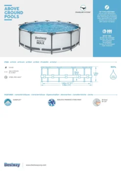 Bestway Steel Pro MAX™ Ersatzpool Ohne Zubehör Ø 366 X 100 Cm, Lichtgrau, Rund 13 Bestway Steel Pro MAX™ Ersatzpool Ohne Zubehör Ø 366 X 100 Cm, Lichtgrau, Rund -Grünwelt Exporteren Garten-Winkel e6821eae437aecbddd1347cee522272a