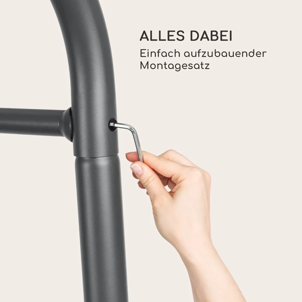 Blumfeldt Palermo - Doppel-Schaukel-Liege, Gartenliege, Stahlrahmen, Sonnendach: 200 X 144 Cm (BxT), Liegefläche: 130 X 207 Cm (BxT), Einfacher Aufbau, 2 Höhenverstellbare Kopfkissen, Grau 5 Blumfeldt Palermo - Doppel-Schaukel-Liege, Gartenliege, Stahlrahmen, Sonnendach: 200 X 144 Cm (BxT), Liegefläche: 130 X 207 Cm (BxT), Einfacher Aufbau, 2 Höhenverstellbare Kopfkissen, Grau – Bild 5