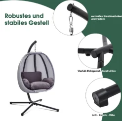 MCombo Hängesessel Hängestuhl Schaukel Korb Inkl. Gestell Hängekorb Kissen -Grünwelt Exporteren Garten-Winkel e740da3bea555b938abf22fe827bf5bc