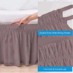 Bettrock, Gebürstetes Polyester, Mit DREI Stoffseiten, Elastischer Staub-Rüschen, Leicht Anzubringen, Polyester -Grünwelt Exporteren Garten-Winkel e7a682fdf7f27428cbeba593d9b5a202