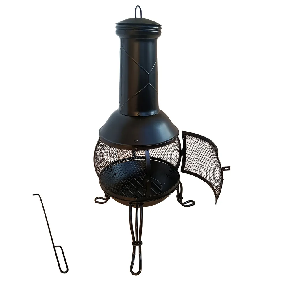 TAINO Terrassenofen Mit Funkenschutz Gartenkamin Feuerstelle Terrasse Gartenfeuer Gartenofen Aus Stahl Schwarz 4 TAINO Terrassenofen Mit Funkenschutz Gartenkamin Feuerstelle Terrasse Gartenfeuer Gartenofen Aus Stahl Schwarz – Bild 4