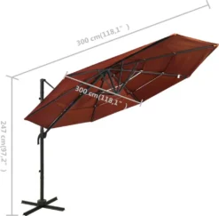VidaXL Sonnenschirm Mit Aluminium-Mast 4-lagig Terrakottarot 3x3 M -Grünwelt Exporteren Garten-Winkel e7e75200bf2e881dea1fe7214826fc44