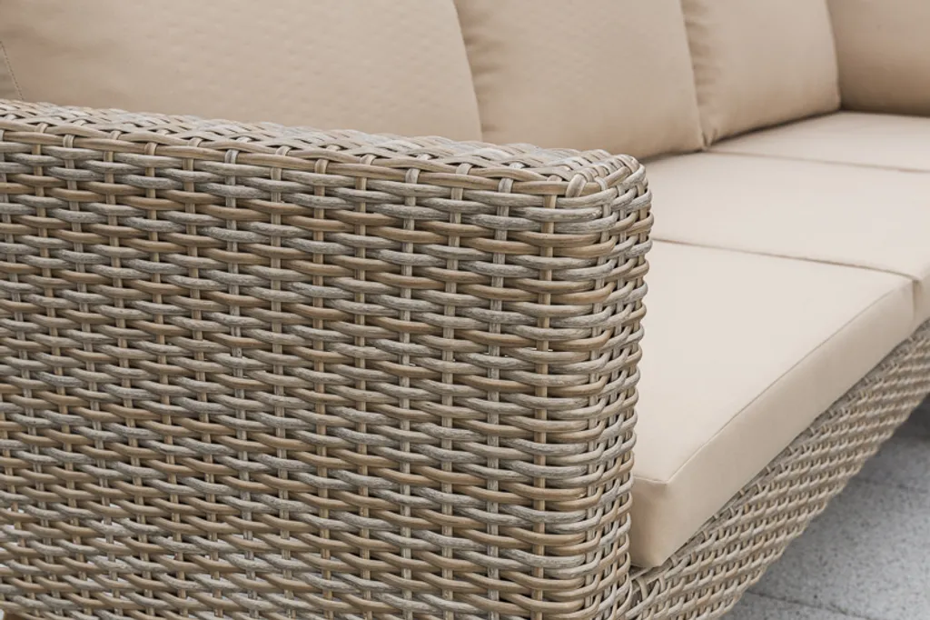 Merxx Eckset "Pamplona" - Aluminiumgestell Mit Kunststoffgeflecht Natur Und Akazie, Inkl. Kissen 2 Merxx Eckset "Pamplona" - Aluminiumgestell Mit Kunststoffgeflecht Natur Und Akazie, Inkl. Kissen – Bild 2