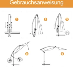 Wolketon 3m-3.5m Sonnenschirm Neigbar Ampelschirm Balkonschirm Marktschirm UV40+ Gartenschirm,Grau,3m -Grünwelt Exporteren Garten-Winkel e9005a059b7448b5786419864f18623b 3