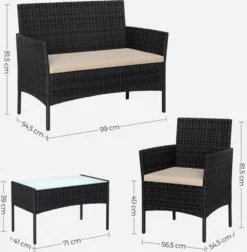 SONGMICS Balkonmöbel, Aus PE-Polyrattan, Lounge-Set, GGF004B05 -Grünwelt Exporteren Garten-Winkel e9606ff7ab15f97376a2c47235eecc63