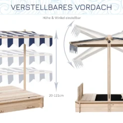 Outsunny Sandkasten Sandkiste Aus Holz Für Garten Sandkasten Mit Dach Felix Kindersandkasten Mit Dach Abnehmbar Rücklehnen Verstellbar Tannenholz 3-7 Jahren 106 X 106 X 121 Cm Natur -Grünwelt Exporteren Garten-Winkel e9a3fcf5c01b2d21cddd143124ea86d4