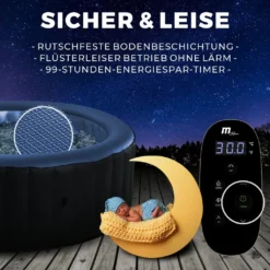 Miweba MSpa Whirlpool Comfort Bergen C-BE041 - Indoor & Outdoor-Whirlpool (Anthrazit/Blau) - Aufblasbar - 4 Personen - UV-C Filter - Anti-Frost-System - Verschließbare Poolabdeckung -Grünwelt Exporteren Garten-Winkel ea56592ab8813f5a88664f16a3e96947