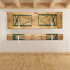 PremiumX Wandhalterung Für Festzeltgarnitur Wand-Halter Biertisch-Garnitur Aufhängung 1 Tisch 2 Bänke Stahl-Wandhaken Halter-Set Inkl. Befestigung Fischer Dübel Schrauben