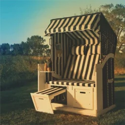 Blumfeldt Hiddensee Strandkorb XL 2-Sitzer , Volllieger Blau / Weiß Gestreift -Grünwelt Exporteren Garten-Winkel eb1391661df9b3570eeeaba95e6b0479