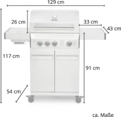 TAINO PLATINUM 3+1 Gasgrill Komplett Edelstahl 3-Brenner Silber Grillwagen BBQ Griller Piezozündung Seitenkocher Gusseisen-Roste Im Set Mit Zubehör -Grünwelt Exporteren Garten-Winkel ebe44c3a8f810f0dd5401166ef2d5dff