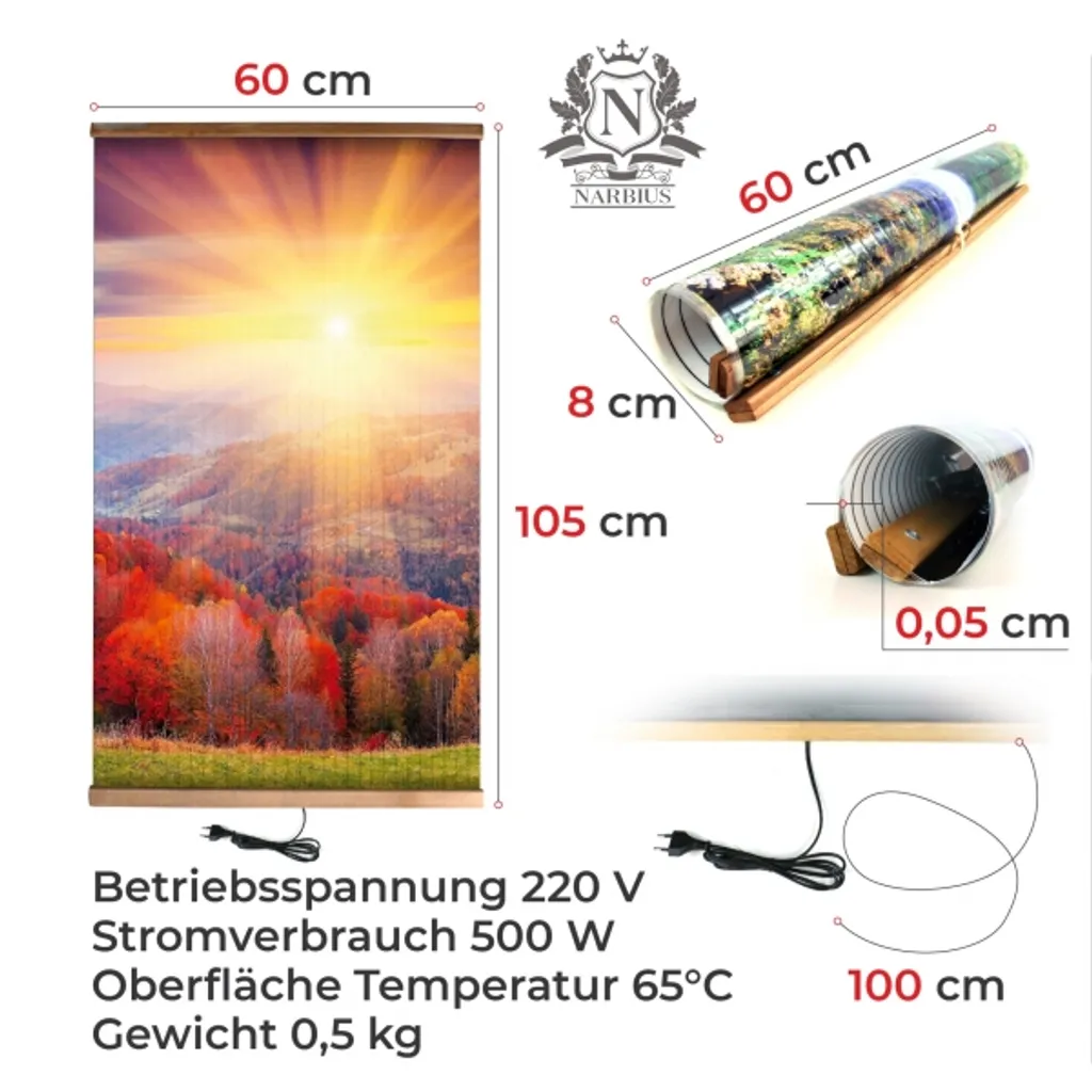 Infrarotheizung 500 Watt Bildheizung Heizbild Infrarot Bild Heizer Herbstwald 105 X 60 Cm A++ 2 Infrarotheizung 500 Watt Bildheizung Heizbild Infrarot Bild Heizer Herbstwald 105 X 60 Cm A++ – Bild 2