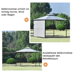 Flieks Pavillon 3x3 Wasserdicht, Gartenpavillon Grillpavillon Mit Seitenwand, Dach Und Pulverbeschichteter Stahl Partyzelt -Grünwelt Exporteren Garten-Winkel eca5e254d34bb56d2e89c2bd7e2f1d07 1