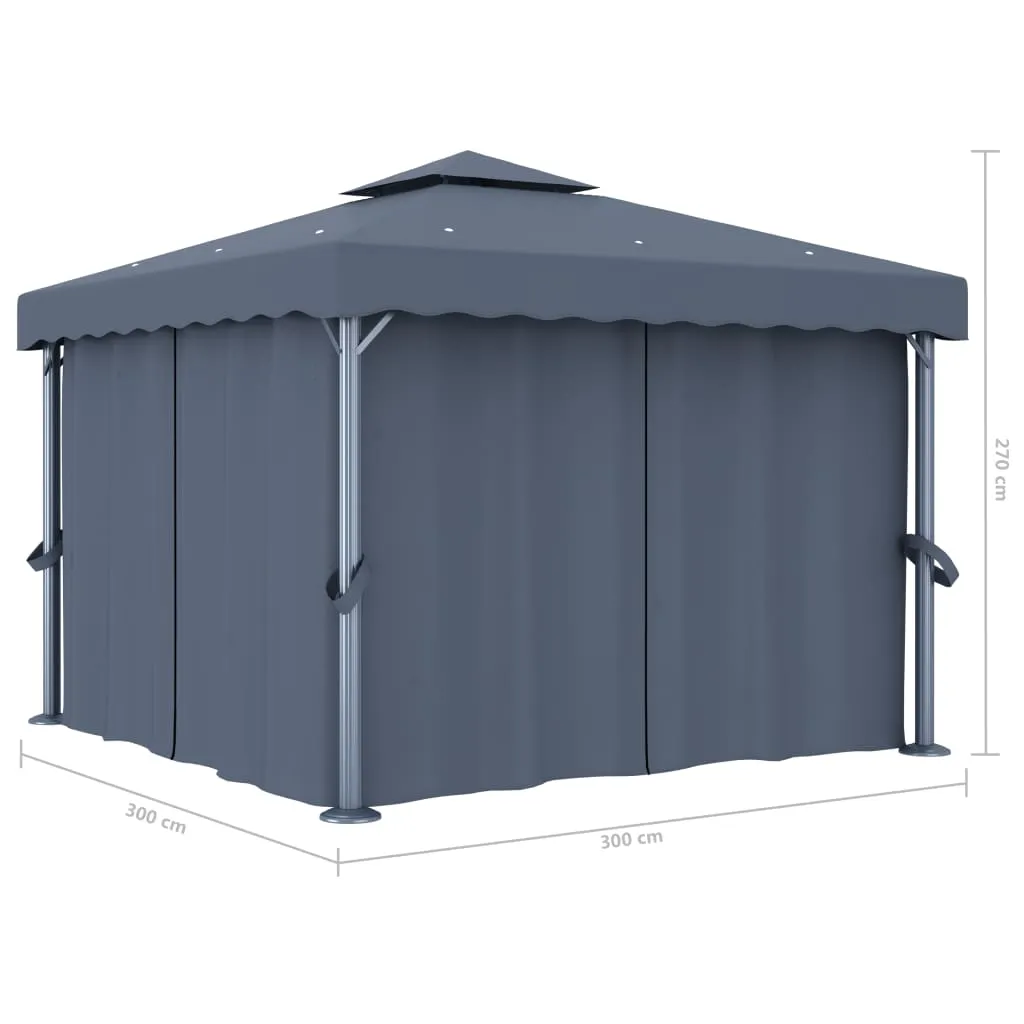 VidaXL Pavillon Mit Vorhang 3x3 M Anthrazit Aluminium 5 VidaXL Pavillon Mit Vorhang 3x3 M Anthrazit Aluminium – Bild 5