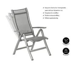 Dehner Klappsessel Chicago, Hochlehner, 109 X 63 X 68 Cm, Aluminium/Textilene, Grau -Grünwelt Exporteren Garten-Winkel ed5d6bd59552dbf932a21f5f83fd3eee