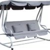 Outsunny Hollywoodschaukel Gartenschaukel 3-Sitzer Liegefunktion Stahl Grau 200x120x164cm
