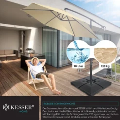 KESSER® Sonnenschirmständer 4-teilig Schirmgewicht Schirmständer Für Ampelschirm Bodenkreuz 90 Liter / 120 Kg Befüllbar Mit Wasser Oder Sand Inkl. Metallverbinder Ampelschirmständer Kunststoff, Farbe:Schwarz -Grünwelt Exporteren Garten-Winkel edf6ec5afc82db81fd88a5f3fef7196a