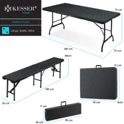 KESSER® Bierzeltgarnitur - 3-teilig Set, Tisch + 2 X Bank, Für Drinnen - Draußen, Klappbar, Tragegriffe, HxBxT: 73x180x75 Cm , Kunststoff, Rattan-Look Gartengarnitur , Klapptisch , Gartentisch, Farbe:Schwarz 16 KESSER® Bierzeltgarnitur - 3-teilig Set, Tisch + 2 X Bank, Für Drinnen - Draußen, Klappbar, Tragegriffe, HxBxT: 73x180x75 Cm , Kunststoff, Rattan-Look Gartengarnitur , Klapptisch , Gartentisch, Farbe:Schwarz -Grünwelt Exporteren Garten-Winkel ee0ed6678e6cfebb042c258cde553127