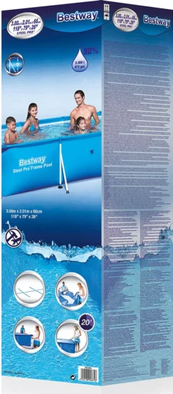 Bestway Frame Pool Deluxe Splash-Steel Pro 300 X 200 X 66 Cm, Mit Ablassventil, 3300 L -Grünwelt Exporteren Garten-Winkel eedb00b62a1376ef652bc770d547aa7c