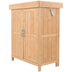Outsunny Geräteschrank Geräteschuppen Gartenschrank 2 Fächer Tannenholz Natur 74 X 43 X 88cm -Grünwelt Exporteren Garten-Winkel f0367ace6b600bc195e269664c93b9a2