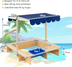 COSTWAY Sandkasten Für Kinder Aus Holz Im Freien, Überdachter Sandkasten Aus Ausgewähltem Zedernholz, Sandkasten-Spielzeug Hof-Spielstation Für 3-12 Jahre Alte Kinder -Grünwelt Exporteren Garten-Winkel f19d9e66cc69367d5cfd4e529181a54b