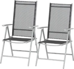 Siena Garden Saturn Klappsessel 2er Set, Gestell Aluminium In Silber, Fläche Textilbezug In Schwarz