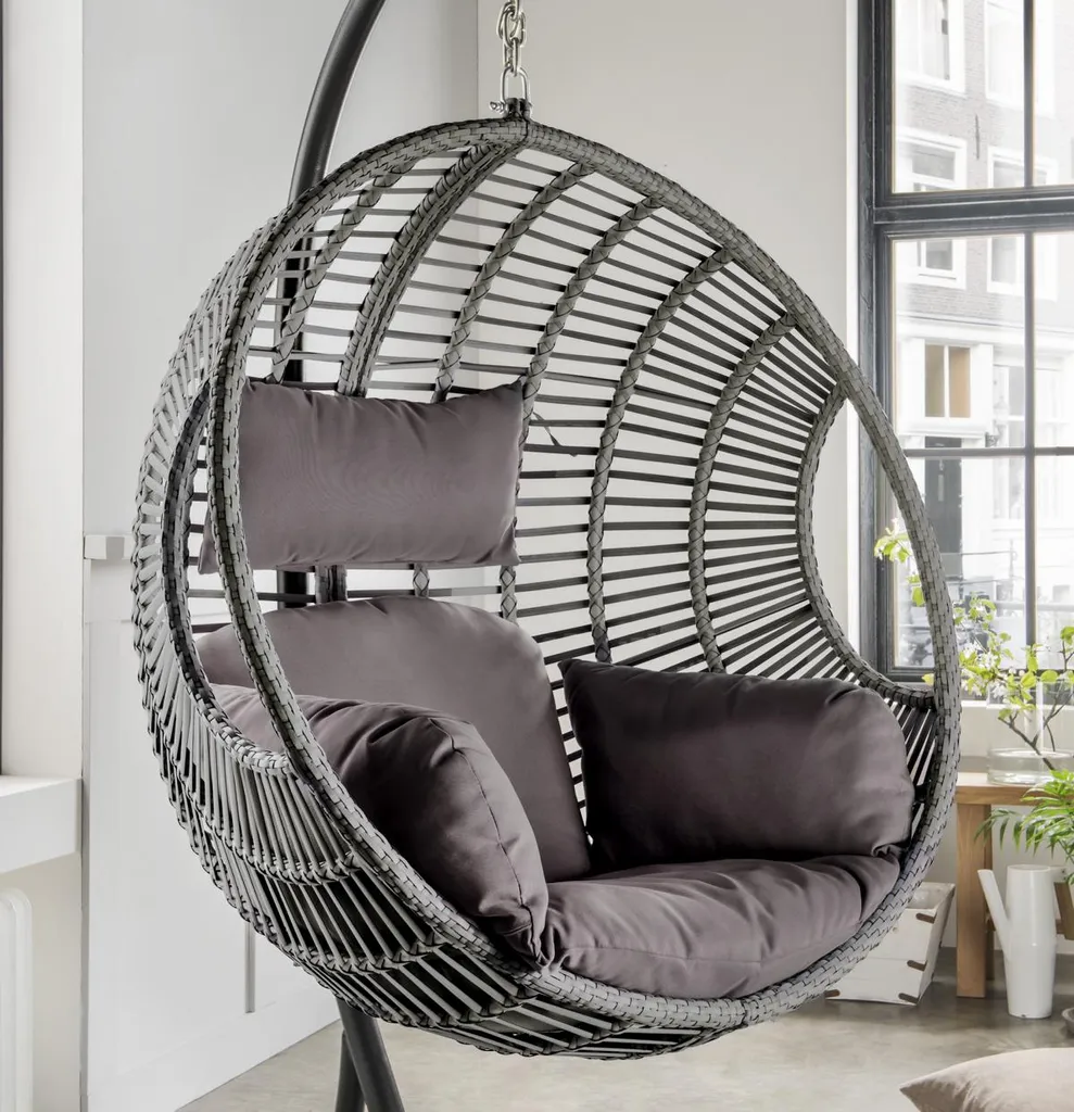 Destiny COCO DELUXE II Grau Meliert Hängesessel Polyrattan Hängekorb Hängestuhl 2 Destiny COCO DELUXE II Grau Meliert Hängesessel Polyrattan Hängekorb Hängestuhl – Bild 2