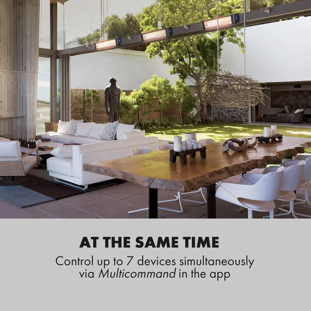 Klarstein Smartwave Infrarot-Heizstrahler Terrassenheizstrahler , IR ComfortHeat , Carbonfaserröhre Mit 2400 Watt , Thermostat , Multicommand: WiFi-Appsteuerung Für Bis Zu 7 Geräte , Körpererkennung , OpenWindow Detection , Indoor & Outdoor , IP65 , Wand- Oder Deckenmontage , Gehäuse: Pulverbeschichtetes Aluminium , Fernbedienung , Schwarz 6 Klarstein Smartwave Infrarot-Heizstrahler Terrassenheizstrahler , IR ComfortHeat , Carbonfaserröhre Mit 2400 Watt , Thermostat , Multicommand: WiFi-Appsteuerung Für Bis Zu 7 Geräte , Körpererkennung , OpenWindow Detection , Indoor & Outdoor , IP65 , Wand- Oder Deckenmontage , Gehäuse: Pulverbeschichtetes Aluminium , Fernbedienung , Schwarz – Bild 6