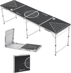 Bierpong Tisch Ibiza Beer Pong Tisch Verstellbar Und Klappbar 240x60cm Aluminium-Konstruktion Schwarz