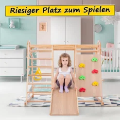7in1 Klettergerüst Indoor, Outdoor Kletterwand Mit Schaukel Kletterleiter Rutsche Klettersteig Ein Netz Zum Klettern Ringe, Multifunktion Klettergerüste Für Kinder Ab 3 Jahre -Grünwelt Exporteren Garten-Winkel f525cf5c6b1d3a3df092b5d1f943ec19
