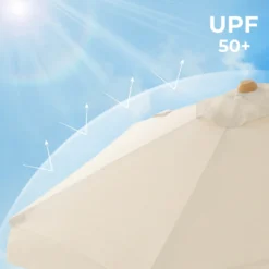 SONGMICS Sonnenschirm 300 Cm, Sonnenschutz Bis UPF 50+, Knickbar, Achteckiger, Schirmmast Und Schirmrippen Aus Holz, Ohne Ständer, Beige GPU32BE -Grünwelt Exporteren Garten-Winkel f53cbabab2b898b35de19862aa4c43bb