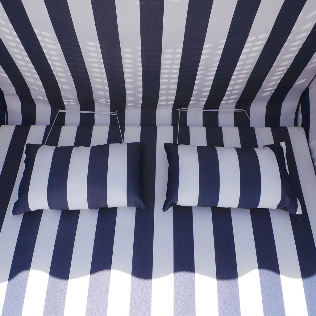 Strandkorb XXL Inkl. Abdeckcover Luxus Volllieger Gartenliege Ostsee + 4 Kissen, Klapptische, Zeitungsfächer 7 Strandkorb XXL Inkl. Abdeckcover Luxus Volllieger Gartenliege Ostsee + 4 Kissen, Klapptische, Zeitungsfächer – Bild 7