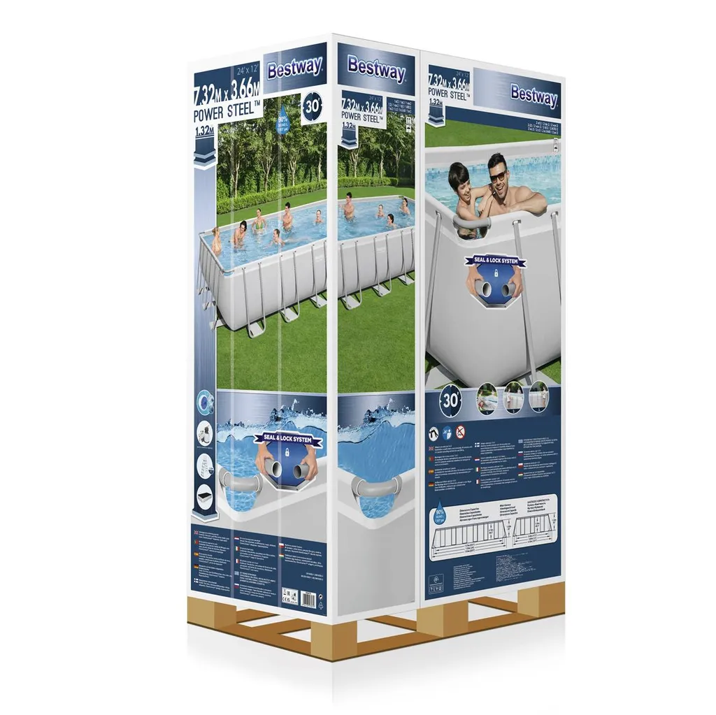 Bestway Power Steel™ Frame Pool Komplett-Set, Eckig, Mit Sandfilteranlage, Sicherheitsleiter & Abdeckplane 732 X 366 X 132 Cm 19 Bestway Power Steel™ Frame Pool Komplett-Set, Eckig, Mit Sandfilteranlage, Sicherheitsleiter & Abdeckplane 732 X 366 X 132 Cm – Bild 19