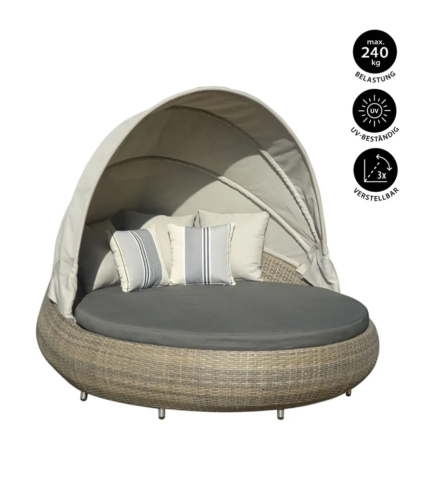 Dehner Sun-Lounger Florida, Rund, Ca. 220 X 160 X 159 Cm, Aluminium/Polyrattan, Braun/grau 3 Dehner Sun-Lounger Florida, Rund, Ca. 220 X 160 X 159 Cm, Aluminium/Polyrattan, Braun/grau – Bild 3