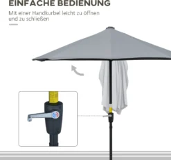 HOMCOM Outsunny 2 X 2 M Sonnenschirm Halbrundschirm Wasserdicht Für Garten Dunkelgrau -Grünwelt Exporteren Garten-Winkel f5cd13d945bacc3caf9733bd70a372bf